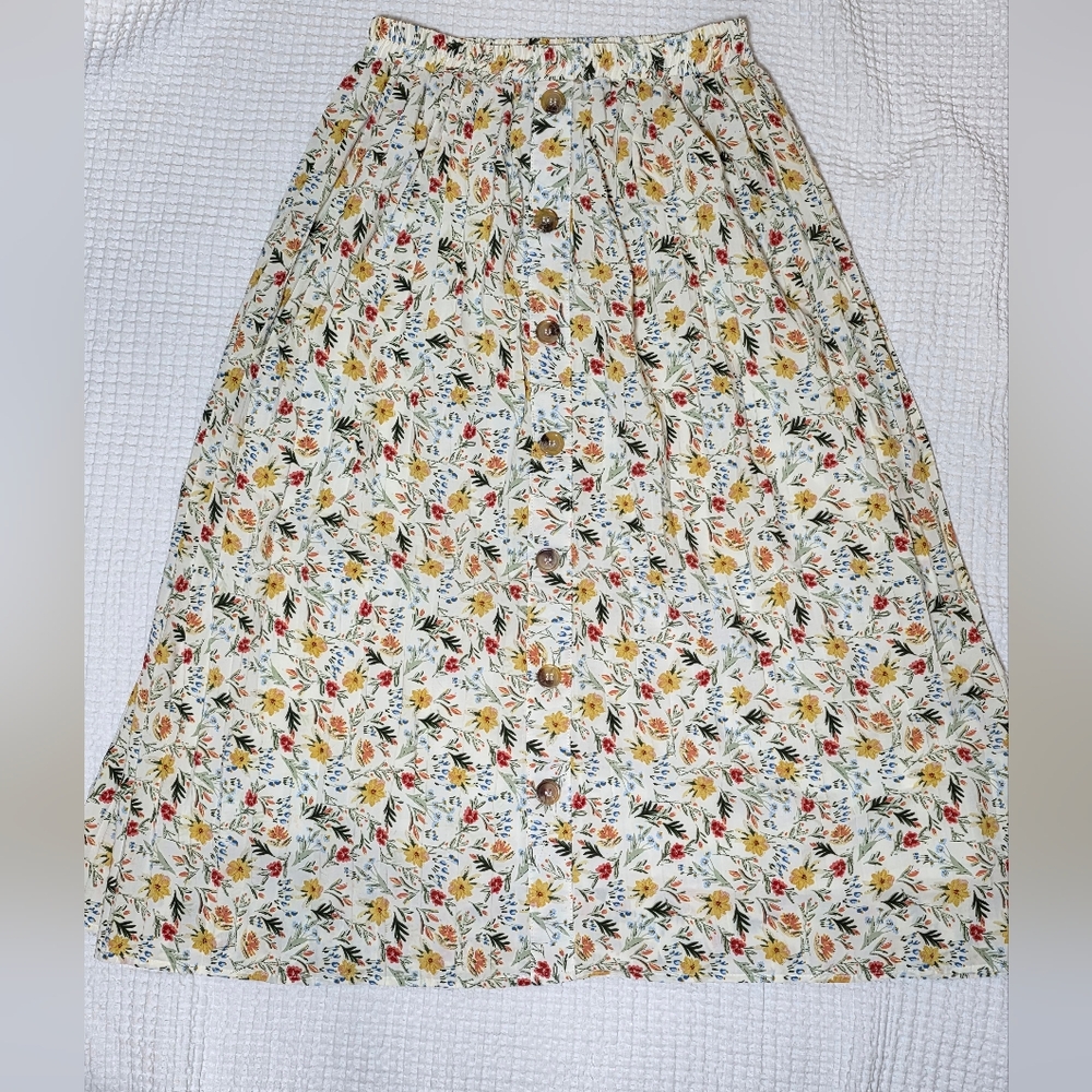 Inherit Clothing Co - Floral Print Pleated Midi Skirt